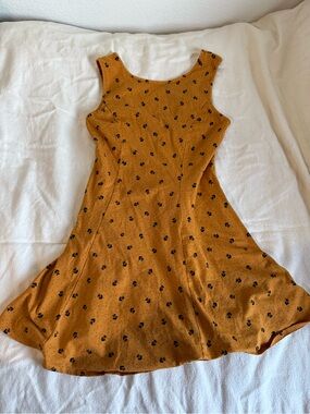Forever 21 Mustard Floral Fit-and-Flare Dress
